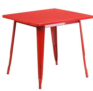 lot 183 image: Flash Furniture Red ContemporaryModern Metal Dining Table, with Red Finish and Metal 31.5-in L x 29.5-in H
