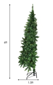 lot 197 image: Costway 6ft Pre-lit PVC Artificial Half Christmas Tree 250 LED Lights - 5 FT