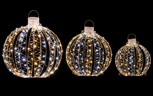 lot 307 image: Costway 3 Pack Christmas LED Light Balls Outdoor Hanging Light Spheres w360 Lights
