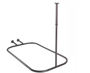 lot 317 image: Utopia Alley Rustproof Wall Mounted 46 x 22in. Aluminum Hoop Shower Rod With Ceiling Support for Clawfoot Tub, Bronze (No Instructions)