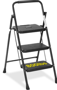 lot 353 image: Simple Deluxe Step Stool Foldable, 3 Step Ladder Portable Ladder with Wide Anti-Slip Pedal, Step Stool for, Lightweight Step Ladder for Home Kitchen and Outdoor