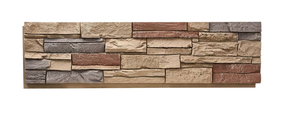 lot 357 image: VEVOR - Faux Stacked Stone Panel, 45.6 x 12.8 in Artificial Stone Wall Panel, High-Density PU Stones Siding Panel, Easy to Cut - Light Brick Red