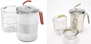 lot 371 image: LOT OF 2 Kuhn Rikon 4th Burner Pot with Glass Lid and Steam basket 12 cup (COLORS MAY VARY)