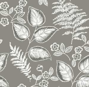 lot 480 image: NuWallpaper NUS3143 Foliage Peel & Stick Wallpaper, Grey