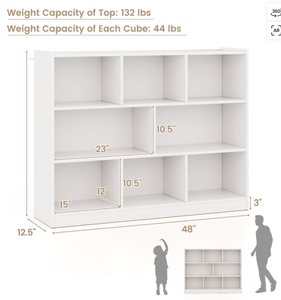 lot 82 image: Costway 3-Tier Open Bookcase 8-Cube Floor Standing Storage Shelves 48 x 12.5 x 36.5