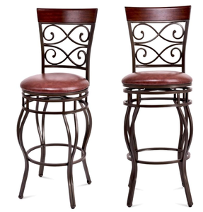 lot 83 image: GLACER Bar Stools Set of 2, Retro Style Bar Height 360 Degree Swivel Barstool with Leather Padded Seat, Comfortable Metal Chair for Home, Restaurant, Pub or Bistro, 21.5 x 21.5 x 45.5 inches (1)