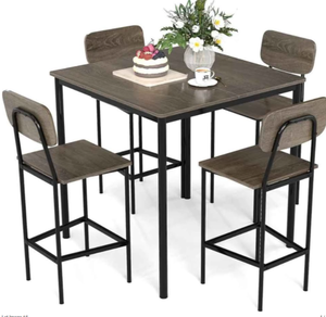 lot 391 image: COSTWAY 5-Piece Industrial Kitchen Dining Table Set with 4 Bar Stools