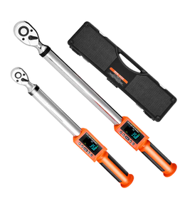 lot 33 image: VEVOR - Digital Torque Wrench Set, 2 Pieces, 12, 38 Inch Drive, 72-Tooth, 2% High Accuracy Electronic Torque Wrench - Orange ( One Screen Is Broken. Not Tested)