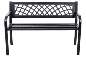 lot 265 image: Sumyeg 46-in W x 30-in H Black Steel Garden Bench