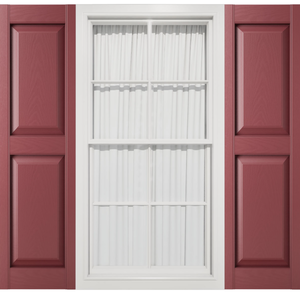 lot 476 image: 14 34W x 43H Mid-America Vinyl, Standard Size Williamsburg Double Panel Shutters, wInstallation Shutter-Loks & Matching Screws (Per Pair), 078 - Wineberry