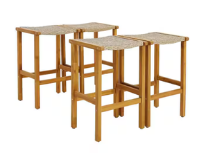 lot 85 image: Kadehome Patio Wood Outdoor Bar Stool (4-Pack) 30 in. Height Backless Bar Chairs