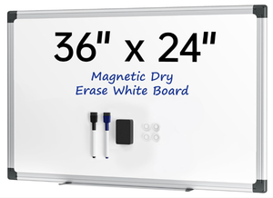 lot 176 image: scribanx Dry Erase Board, 36  24 inches, Magnetic White Board for Wall, Silver Aluminium Frame, White Board Dry Erase for Kids, Students, Office, Kitchen- Includes Markers, Magnets & Eraser (Minor Transit Damage)