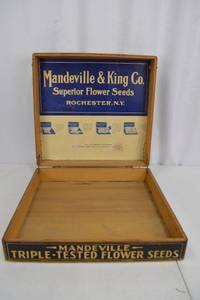 lot 25 image: Antique Mandeville And King Co. Seed Box