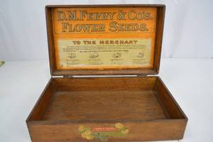 lot 47 image: 1900 D.M. Ferry & Co. Flower Seeds Wooden Display Box