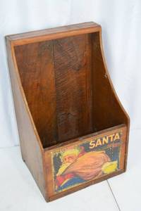 lot 49 image: Vintage Santa Advertising Wooden Bin, 1920s-30s