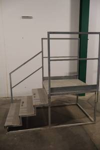 lot 60 image: Aluminum and Galvanized Stair Platform, 69.5 x 40.75 in, 28.25 in High