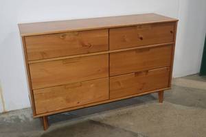 Mid-Century Style 6-Drawer Dresser, Solid Pine, 52" W