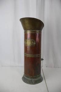 lot 101 image: Antique Copper Cylinder Vessel - Brass Trim & Side Spigot