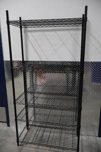 lot 104 image: 4-Tier Wire Shelving Rack - Black Steel