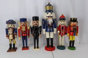 lot 108 image: Nutcrackers - 6-Piece Wooden Military Figure Set