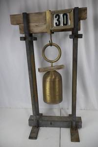 lot 111 image: Antique Hanging Weight Scale - 30 lb Brass Weight on Rustic Frame
