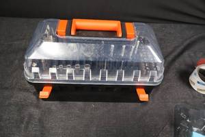 lot 134 image: Drill Bit Set & Mini Drill Kit - Clear-Top Case