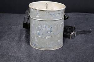 lot 157 image: Military-Style Metal Canteen with Perforated Strainer Insert & Strap