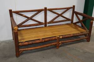 lot 162 image: Log Bench - Old Hickory Crossback Back, Shelbyville, IN