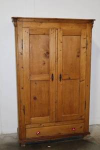 lot 167 image: Armoire - Pine Two-Door Wardrobe with Drawers