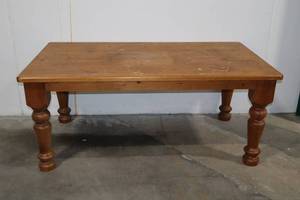 lot 168 image: Dining Table - Solid Wood with Turned Legs - 71 34 in L x 41 12 in W x 30 34 in H