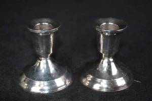 lot 206 image: Candle Holders - Sterling Silver Pair