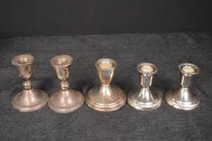 lot 213 image: Sterling Candle Holders - Set of Five