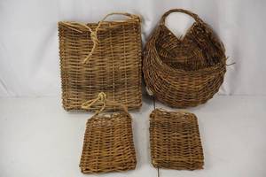 lot 264 image: Wicker Baskets - Rectangular Tote & Heart-Shaped Market Basket & Small Baskets