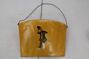 lot 274 image: Decorative Tin Bucket - Made in Canada with Gentleman Illustration