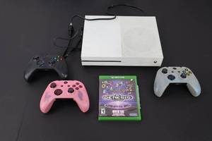 lot 280 image: Xbox One S Console - 1TB & Genesis Classics Game Case & 3 Controllers