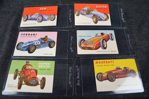 lot 179 image: World on Wheels Card Set - BRM & Effyh & Ferrari & Cummins Diesel & Cooper-Bristol & Maserati