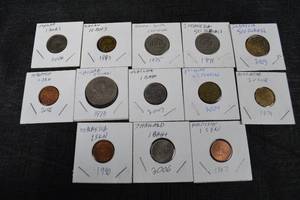 lot 181 image: Asian Coins Lot - Thailand 1 Baht, Malaysia 10 sen & Indonesia 100 rupiah