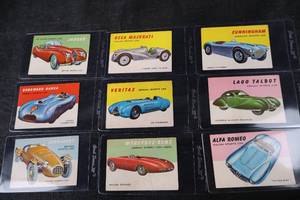 lot 310 image: Vintage Car Trading Cards - 9-Card Lot of European & American Sports Cars