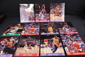 lot 328 image: 1990 NBA Hoops 8x10 Photo Cards - Basketball Stars Set