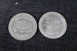 lot 345 image: One Dollar Coins - Silver-Toned Pair