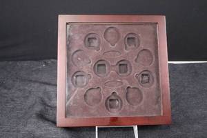 lot 349 image: Coin Display Case - 12-Place Foam Insert, Wood Frame