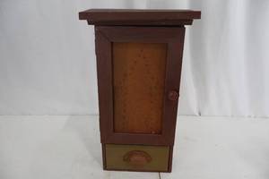 lot 361 image: Wooden Cabinet - Dark Red Finish with Door and Drawer
