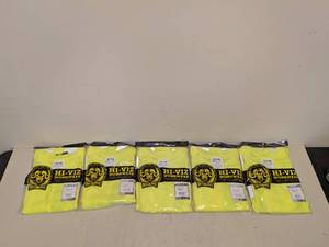 lot 116 image: NEW (5) OCCUNOMIX HI-VIZ WORKWEAR 2X SHIRTS