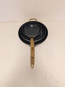 lot 161 image: GREEN PAN 3PC. SKILLET SET