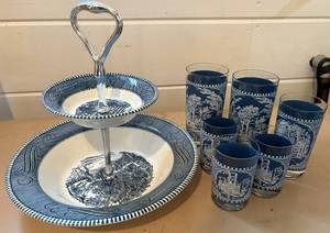 lot 3 image: Currier and Ives Servingware Set