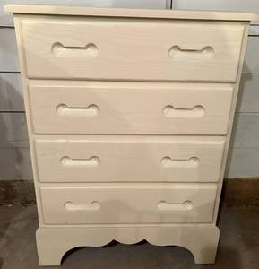 lot 42 image: Cream Colored Wood Dresser