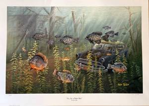 lot 75 image: Ken Zylla print Best Fishing by a Dam Site