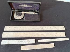lot 117 image: Vintage Micrometer and Machinist Measuring Items