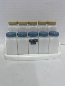 lot 10 image: 10 Vintage Griffith Spice Jars with Rack