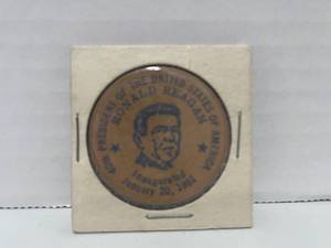 lot 47 image: 1981 Ronald Reagan Inaugural Wood Coin
